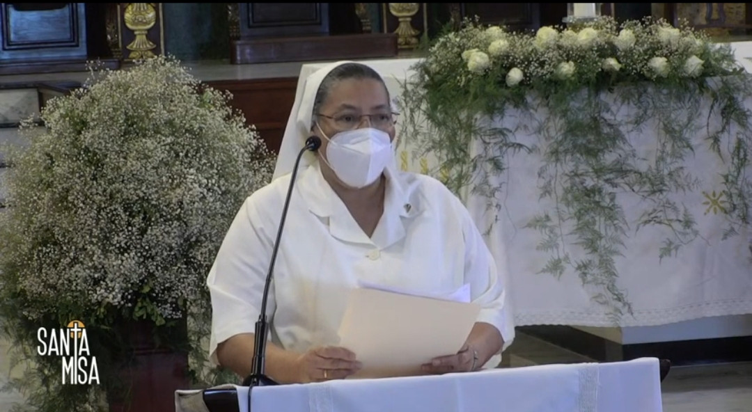Sor Trinidad Ayala Adames coordinadora de la Pastoral de la Salud durante las palabras de gracias en la misa realizada en la Catedral Primada de Amu00e9rica por la XXIX Jornada Mundial del Enfermo.